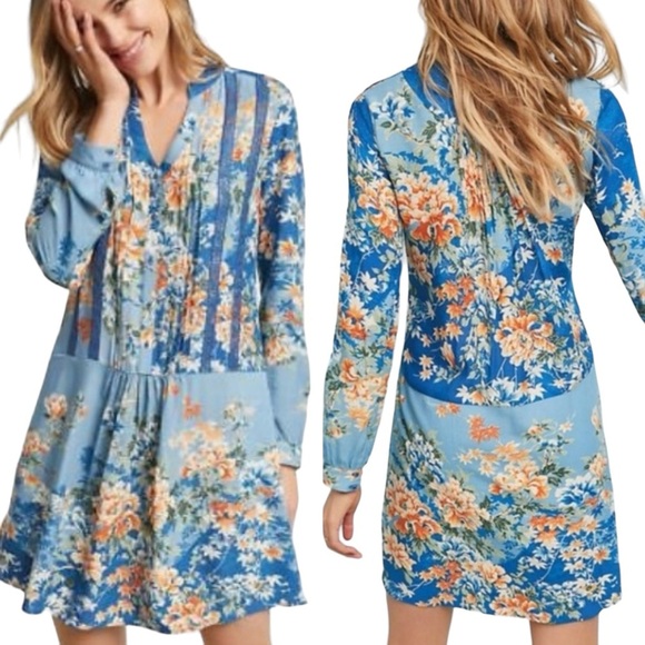Anthropologie Dresses & Skirts - Anthropologie Tiny Gaina Printed Shift Half Button Dress  Small